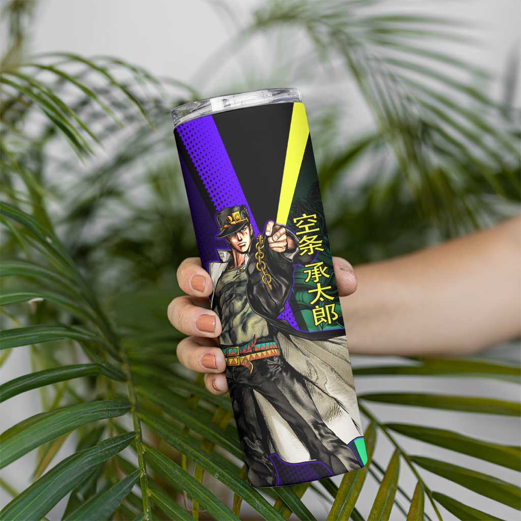Jotaro Kujo JoJo’s Bizarre Adventure Skinny Tumbler with Star Platinum Stand and Bold - The Mazicc