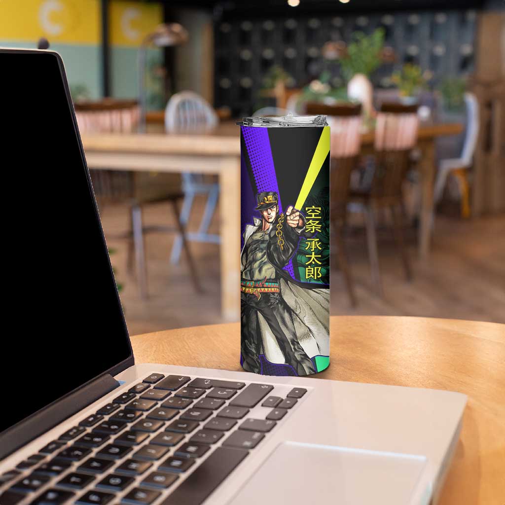 Jotaro Kujo JoJo’s Bizarre Adventure Skinny Tumbler with Star Platinum Stand and Bold - The Mazicc