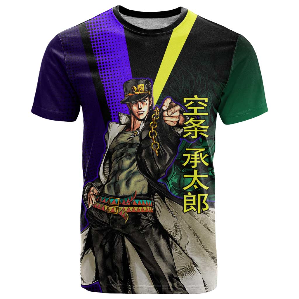 Jotaro Kujo JoJo’s Bizarre Adventure T Shirt with Star Platinum Stand and Bold - The Mazicc