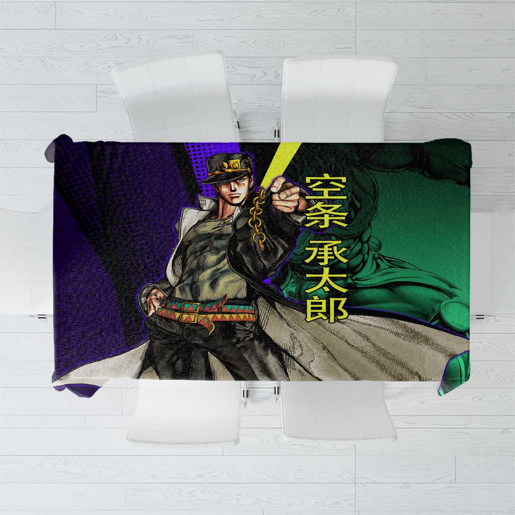 Jotaro Kujo JoJo’s Bizarre Adventure Tablecloth with Star Platinum Stand and Bold - The Mazicc