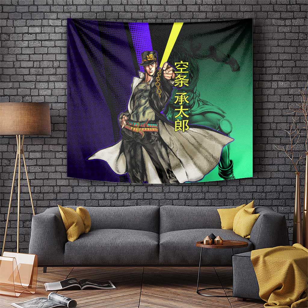 Jotaro Kujo JoJo’s Bizarre Adventure Tapestry with Star Platinum Stand and Bold - The Mazicc