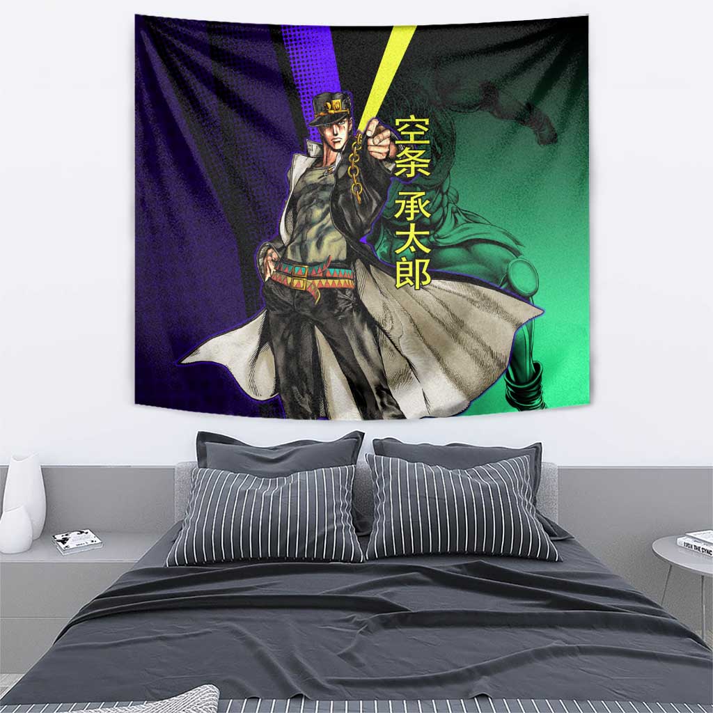 Jotaro Kujo JoJo’s Bizarre Adventure Tapestry with Star Platinum Stand and Bold - The Mazicc