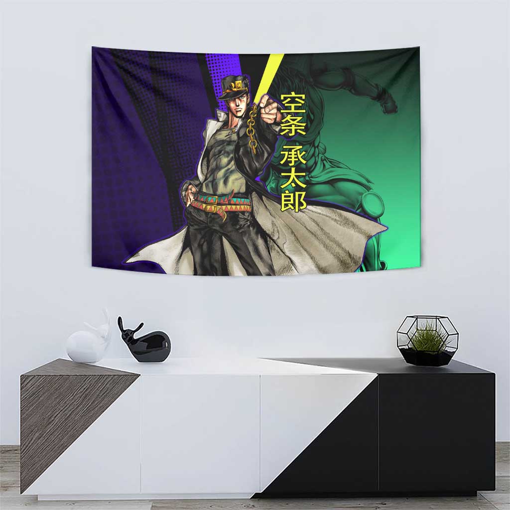 Jotaro Kujo JoJo’s Bizarre Adventure Tapestry with Star Platinum Stand and Bold - The Mazicc