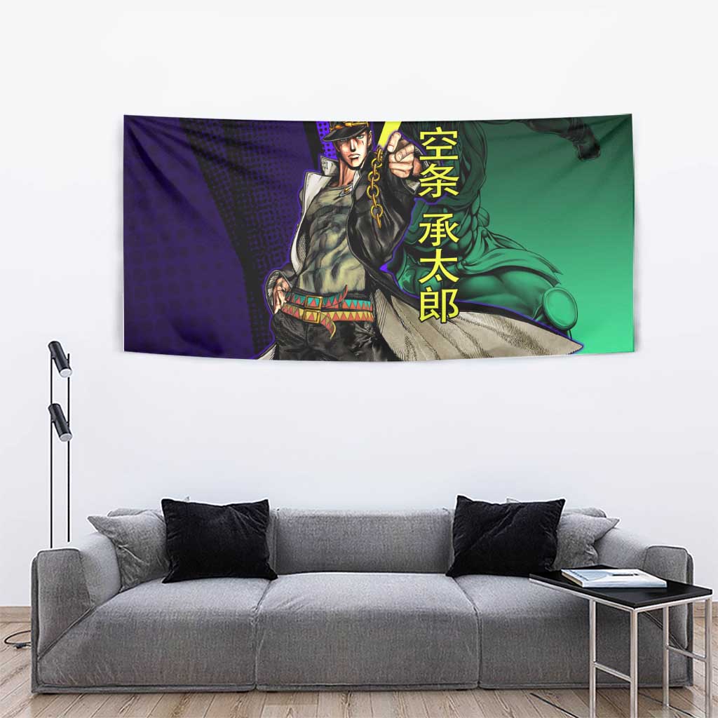 Jotaro Kujo JoJo’s Bizarre Adventure Tapestry with Star Platinum Stand and Bold - The Mazicc