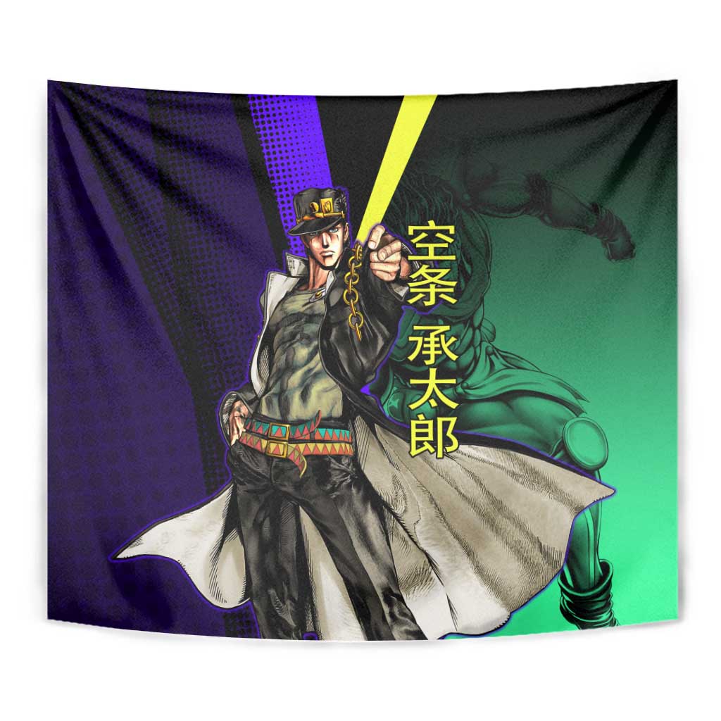Jotaro Kujo JoJo’s Bizarre Adventure Tapestry with Star Platinum Stand and Bold - The Mazicc
