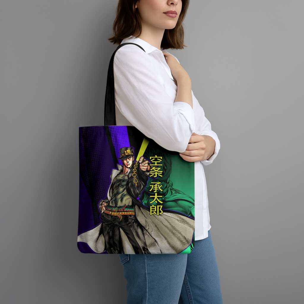 Jotaro Kujo JoJo’s Bizarre Adventure Tote Bag with Star Platinum Stand and Bold - The Mazicc