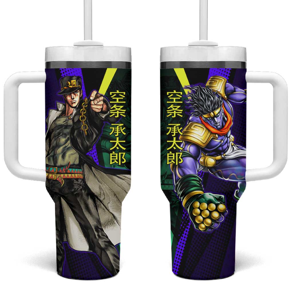 Jotaro Kujo JoJo’s Bizarre Adventure Tumbler With Handle with Star Platinum Stand and Bold - The Mazicc