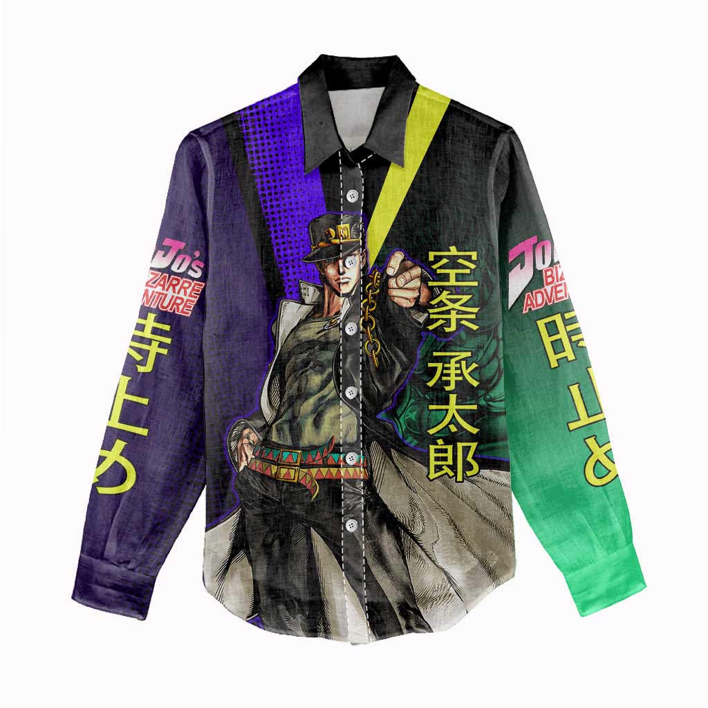 Jotaro Kujo JoJo’s Bizarre Adventure Women Casual Shirt with Star Platinum Stand and Bold - The Mazicc