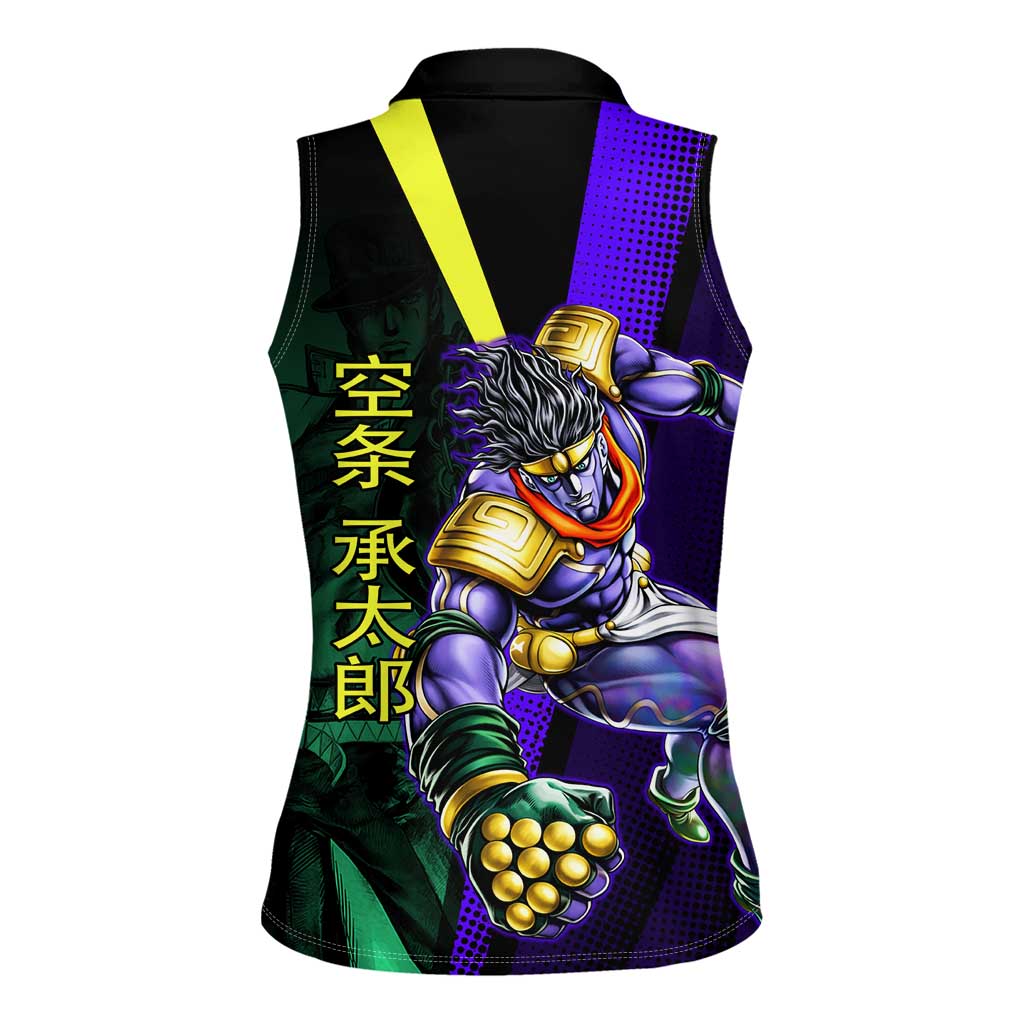 Jotaro Kujo JoJo’s Bizarre Adventure Women Sleeveless Polo Shirt with Star Platinum Stand and Bold - The Mazicc
