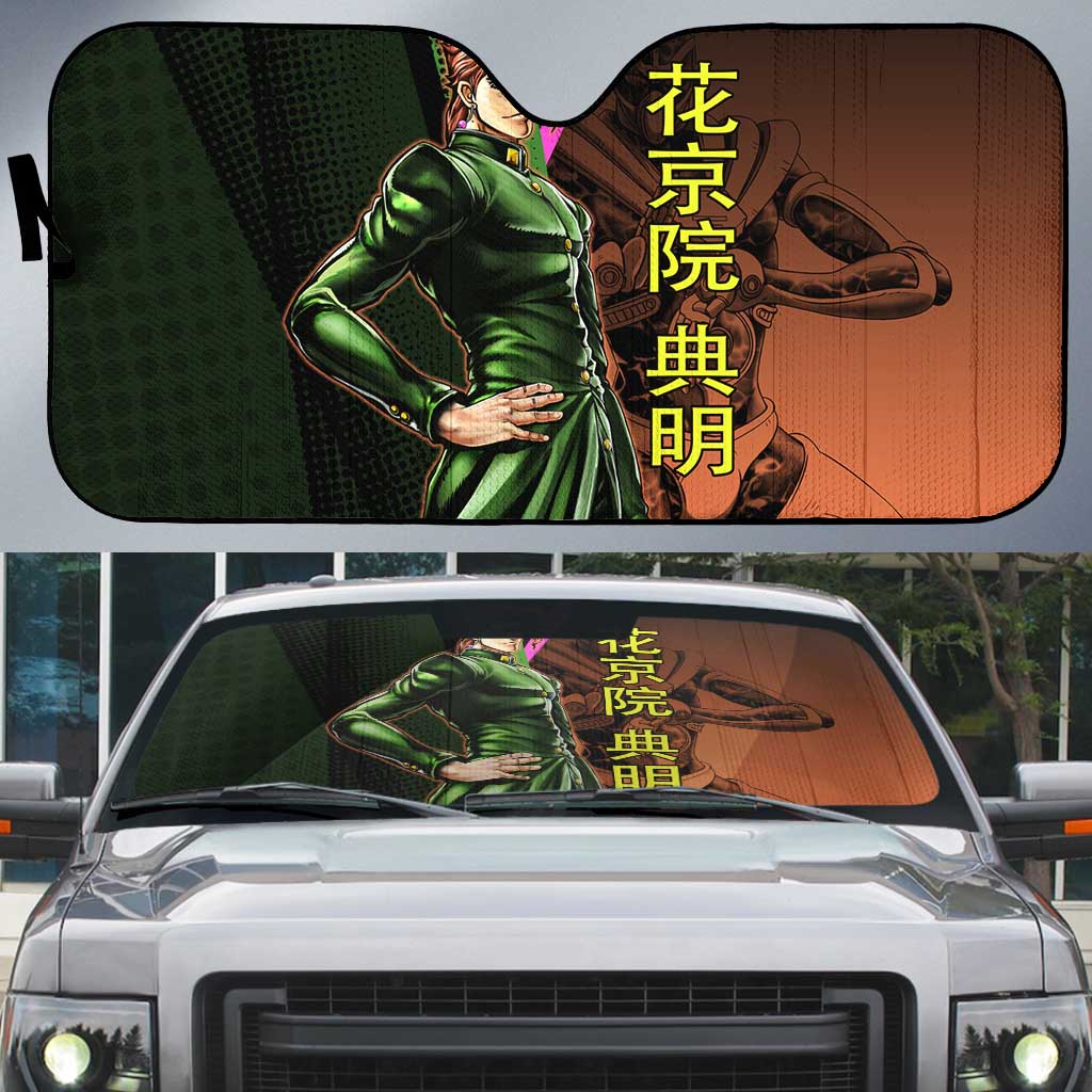 Noriaki Kakyoin JoJo’s Bizarre Adventure Auto Sun Shade with Hierophant Green Stand - The Mazicc