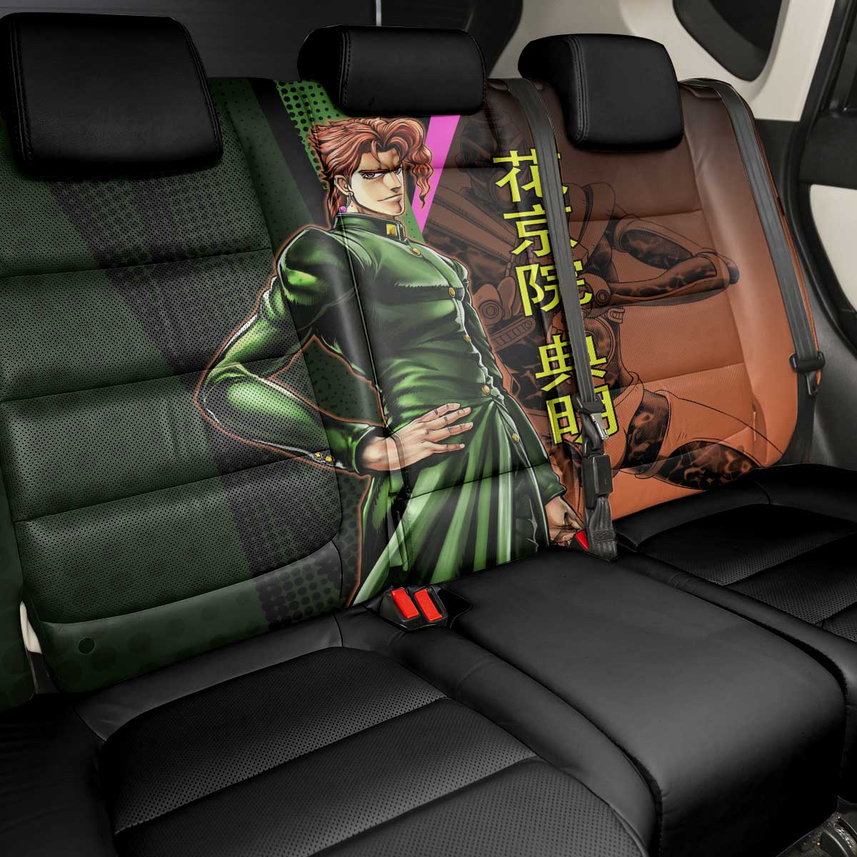 Noriaki Kakyoin JoJo’s Bizarre Adventure Back Car Seat Cover with Hierophant Green Stand - The Mazicc