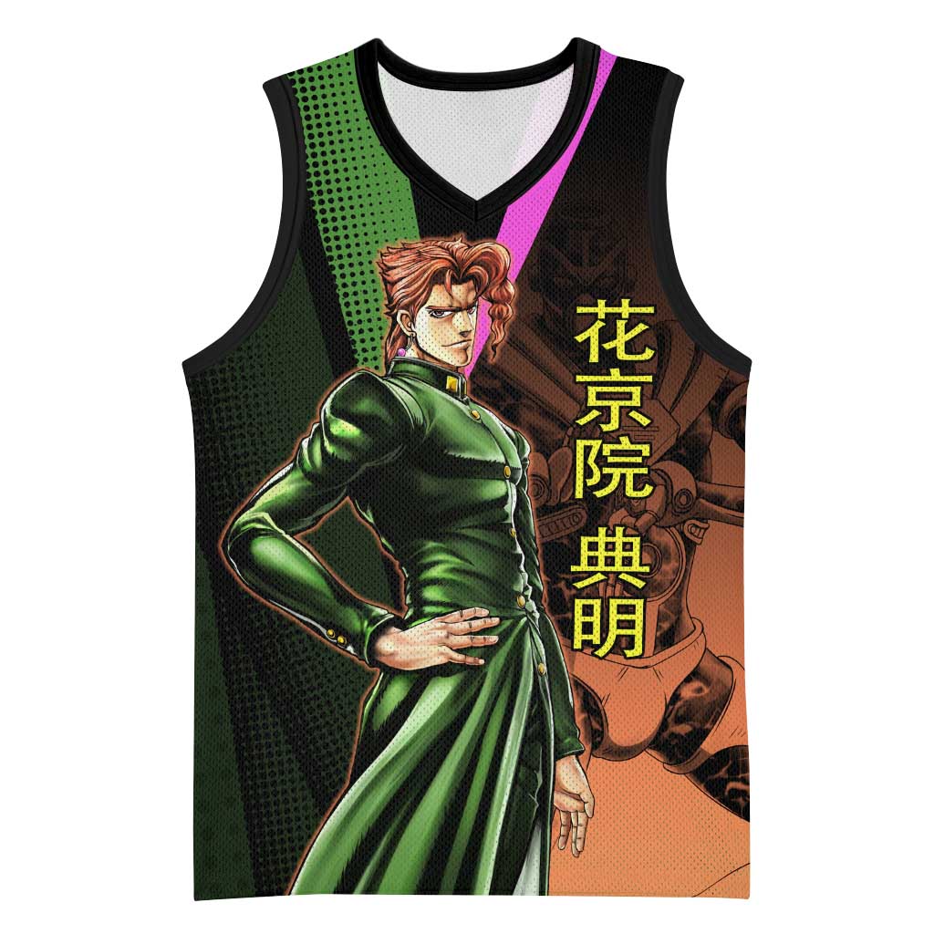 Noriaki Kakyoin JoJo’s Bizarre Adventure Basketball Jersey with Hierophant Green Stand - The Mazicc