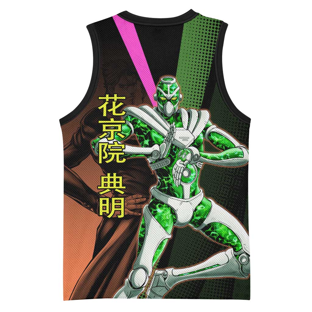 Noriaki Kakyoin JoJo’s Bizarre Adventure Basketball Jersey with Hierophant Green Stand - The Mazicc