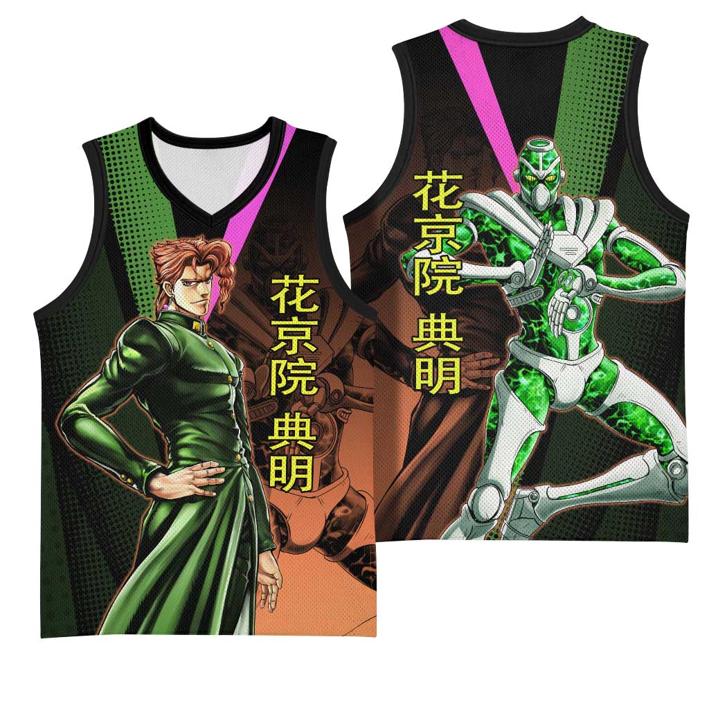 Noriaki Kakyoin JoJo’s Bizarre Adventure Basketball Jersey with Hierophant Green Stand - The Mazicc