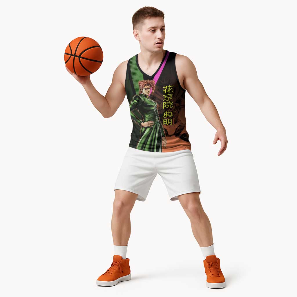 Noriaki Kakyoin JoJo’s Bizarre Adventure Basketball Jersey with Hierophant Green Stand - The Mazicc