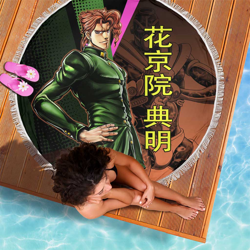 Noriaki Kakyoin JoJo’s Bizarre Adventure Beach Blanket with Hierophant Green Stand - The Mazicc