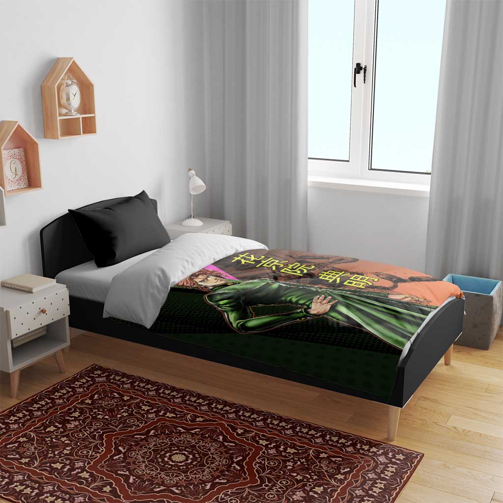 Noriaki Kakyoin JoJo’s Bizarre Adventure Bedding Set with Hierophant Green Stand - The Mazicc