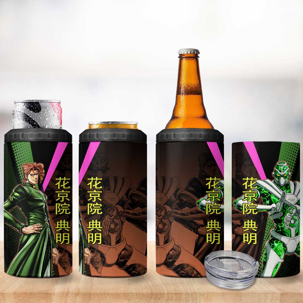 Noriaki Kakyoin JoJo’s Bizarre Adventure 4 in 1 Can Cooler Tumbler with Hierophant Green Stand - The Mazicc