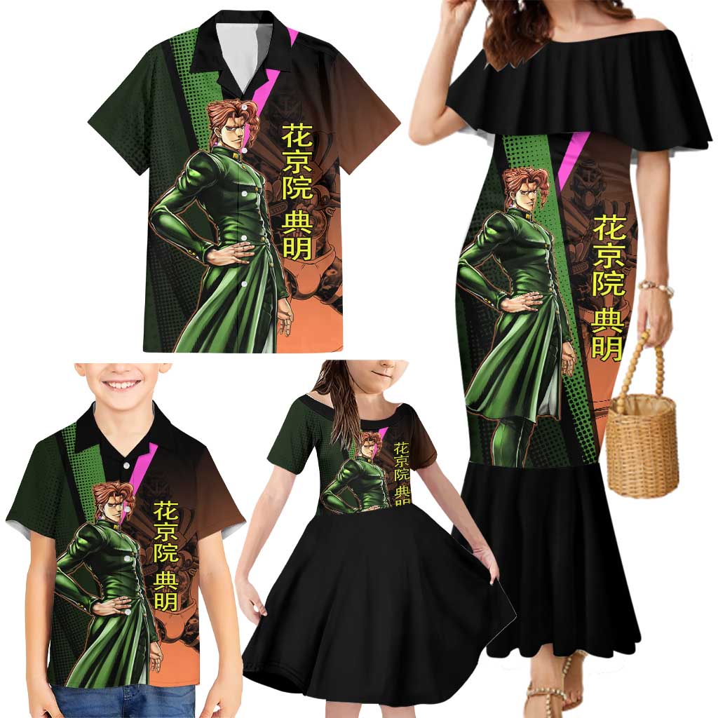 Noriaki Kakyoin JoJo’s Bizarre Adventure Family Matching Mermaid Dress and Hawaiian Shirt with Hierophant Green Stand