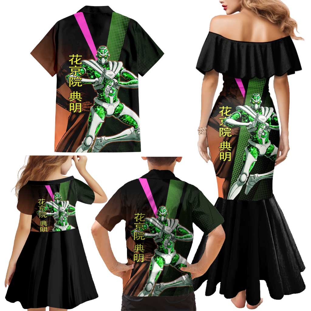 Noriaki Kakyoin JoJo’s Bizarre Adventure Family Matching Mermaid Dress and Hawaiian Shirt with Hierophant Green Stand