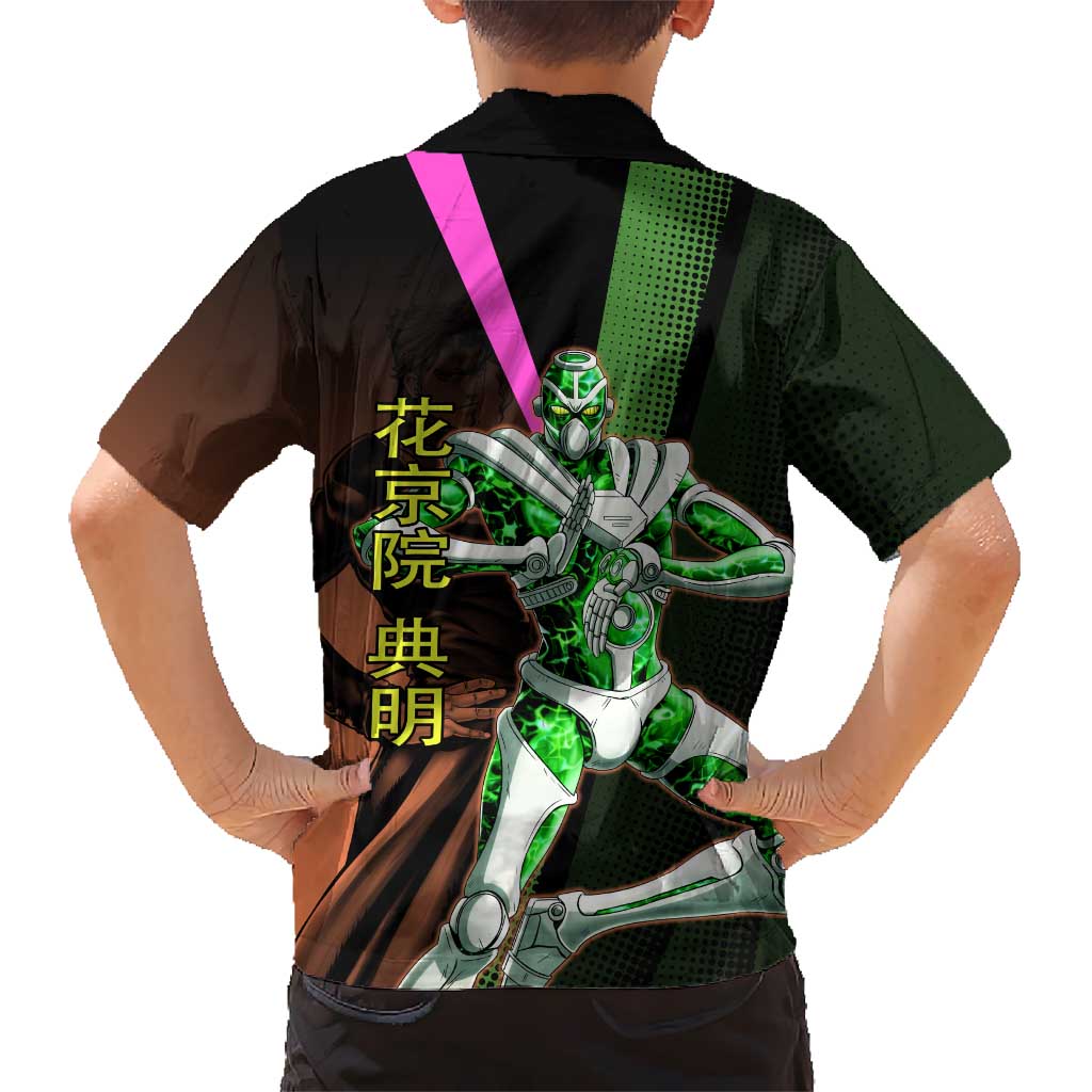 Noriaki Kakyoin JoJo’s Bizarre Adventure Family Matching Off Shoulder Maxi Dress and Hawaiian Shirt with Hierophant Green Stand