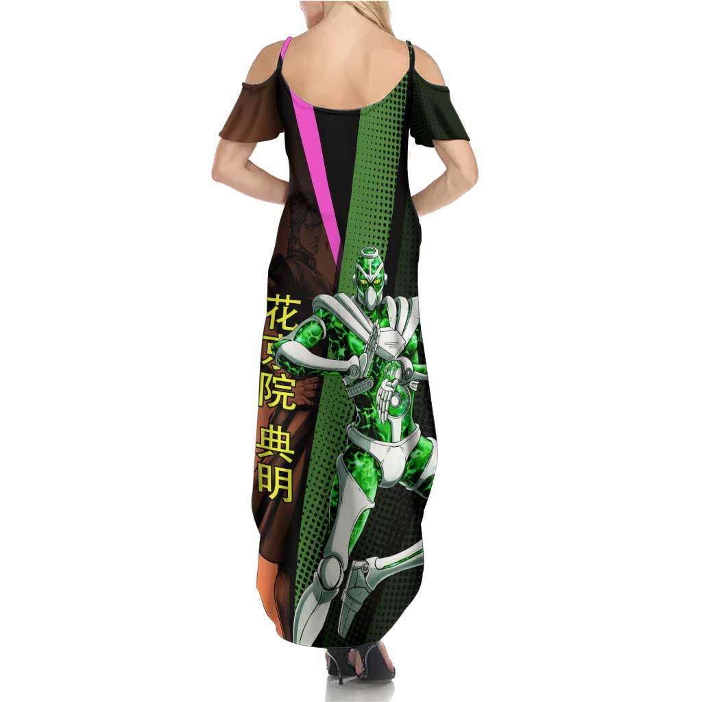 Noriaki Kakyoin JoJo’s Bizarre Adventure Family Matching Summer Maxi Dress and Hawaiian Shirt with Hierophant Green Stand