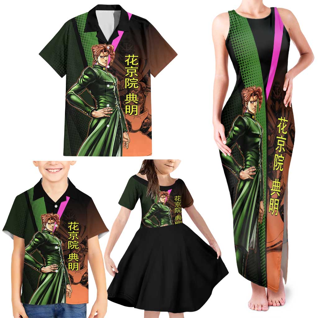 Noriaki Kakyoin JoJo’s Bizarre Adventure Family Matching Tank Maxi Dress and Hawaiian Shirt with Hierophant Green Stand