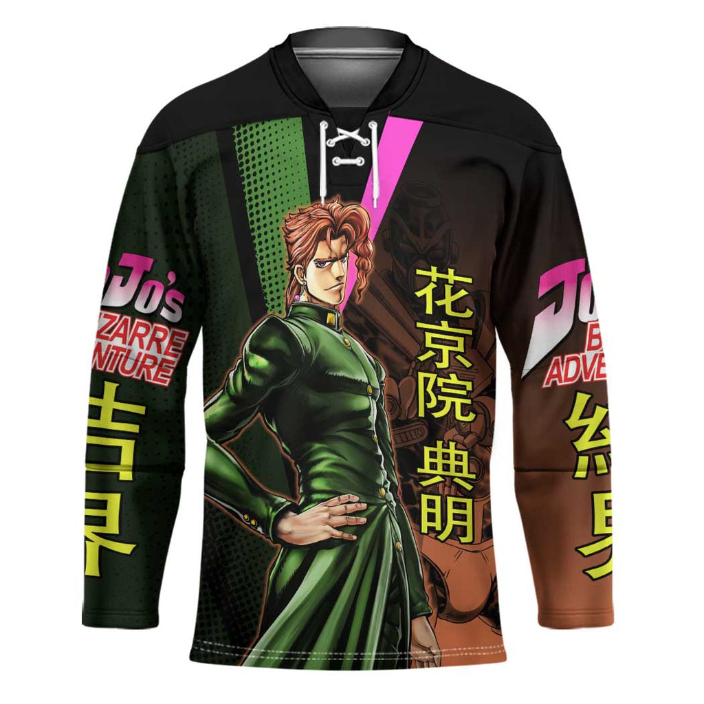 Noriaki Kakyoin JoJo’s Bizarre Adventure Hockey Jersey with Hierophant Green Stand - The Mazicc
