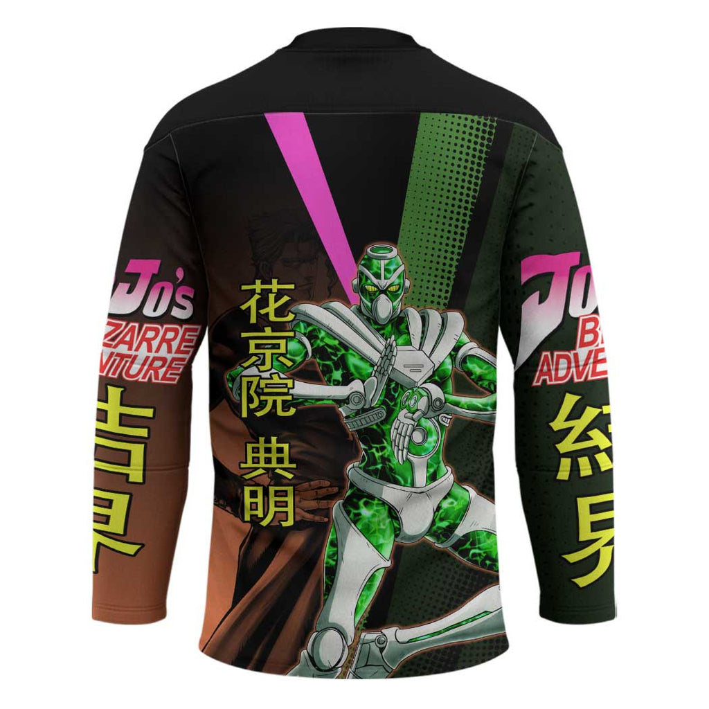 Noriaki Kakyoin JoJo’s Bizarre Adventure Hockey Jersey with Hierophant Green Stand - The Mazicc