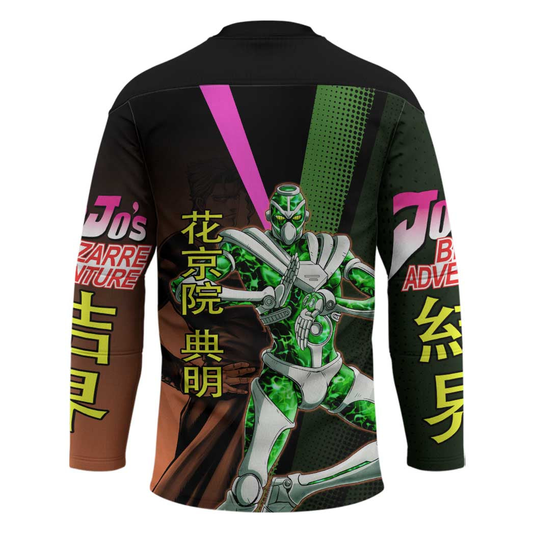 Noriaki Kakyoin JoJo’s Bizarre Adventure Hockey Jersey with Hierophant Green Stand - The Mazicc