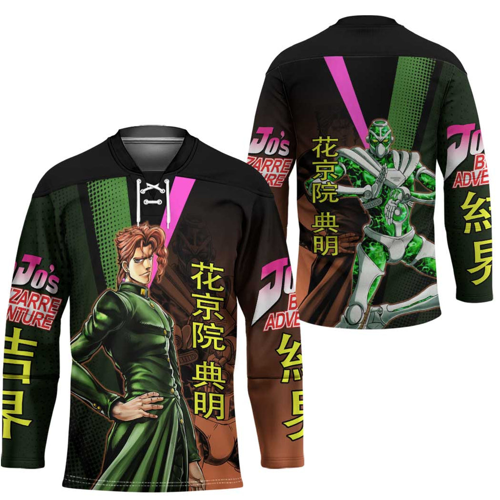 Noriaki Kakyoin JoJo’s Bizarre Adventure Hockey Jersey with Hierophant Green Stand - The Mazicc