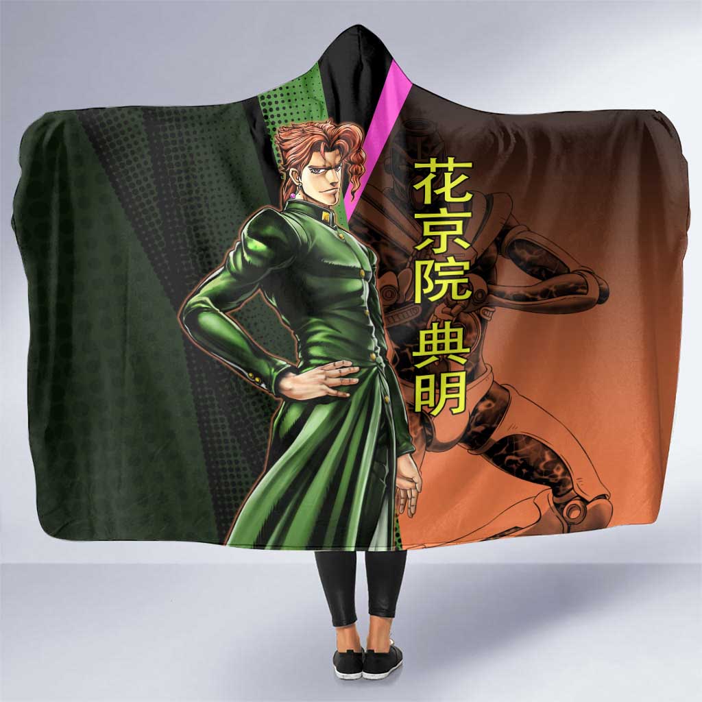 Noriaki Kakyoin JoJo’s Bizarre Adventure Hooded Blanket with Hierophant Green Stand - The Mazicc