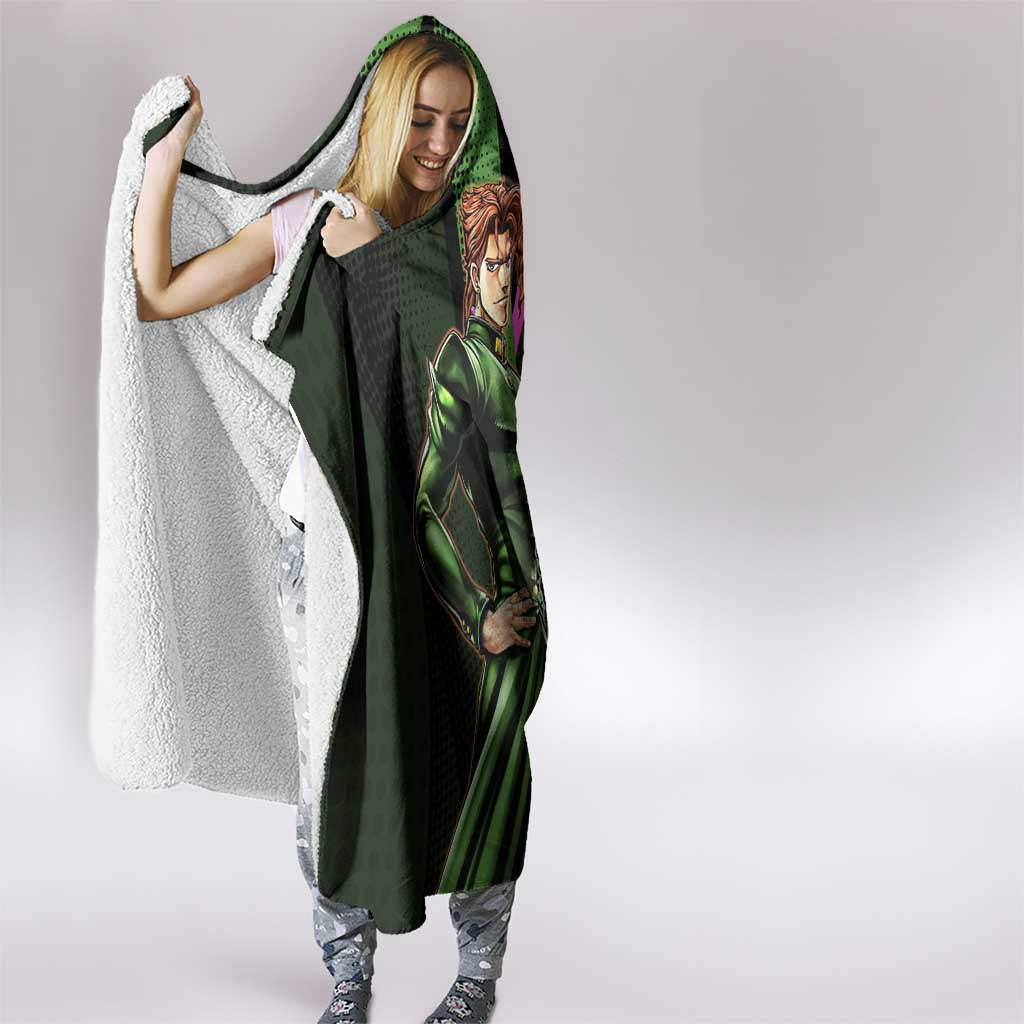 Noriaki Kakyoin JoJo’s Bizarre Adventure Hooded Blanket with Hierophant Green Stand - The Mazicc