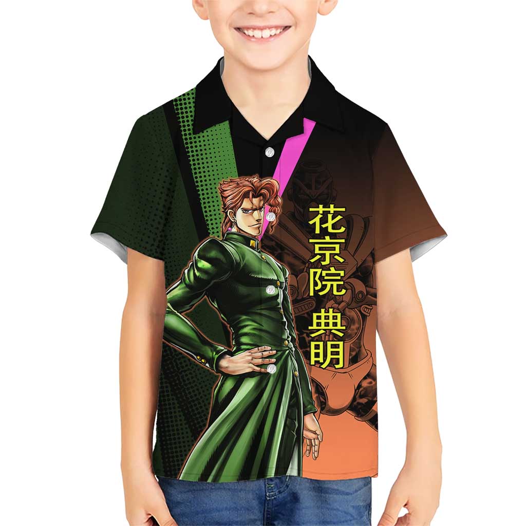 Noriaki Kakyoin JoJo’s Bizarre Adventure Kid Hawaiian Shirt with Hierophant Green Stand - The Mazicc