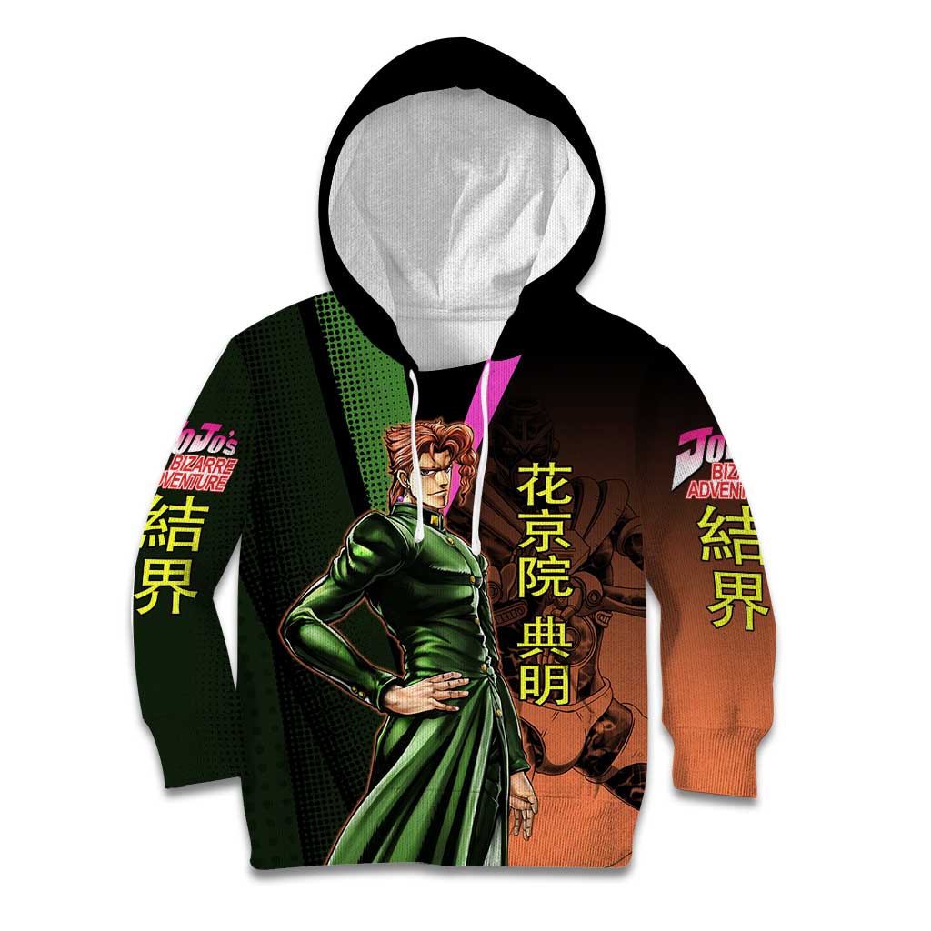 Noriaki Kakyoin JoJo’s Bizarre Adventure Kid Hoodie with Hierophant Green Stand - The Mazicc