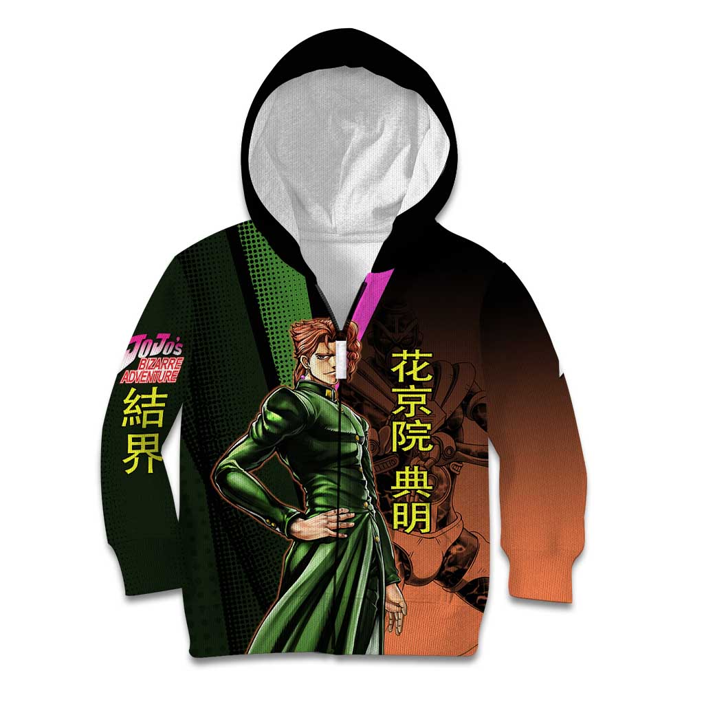 Noriaki Kakyoin JoJo’s Bizarre Adventure Kid Hoodie with Hierophant Green Stand - The Mazicc