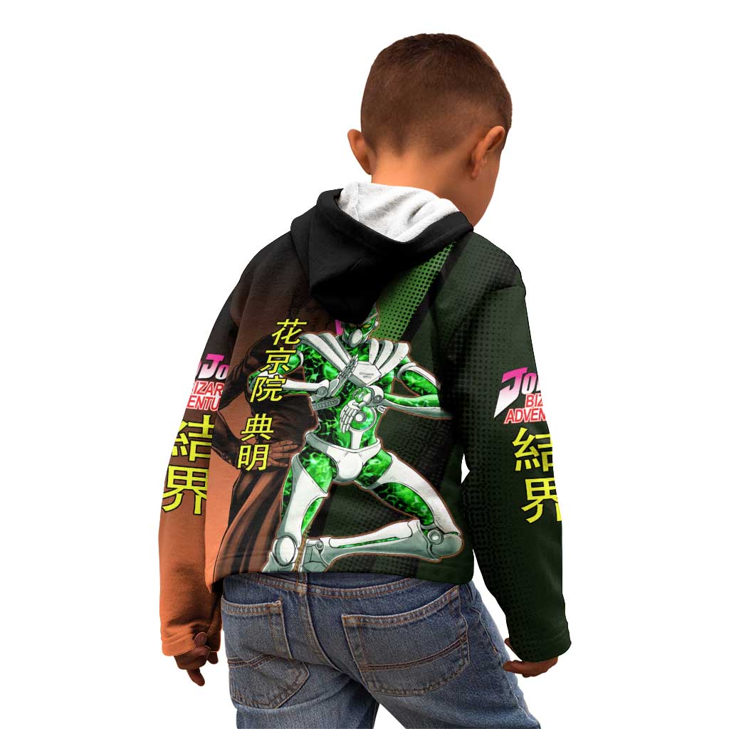 Noriaki Kakyoin JoJo’s Bizarre Adventure Kid Hoodie with Hierophant Green Stand - The Mazicc