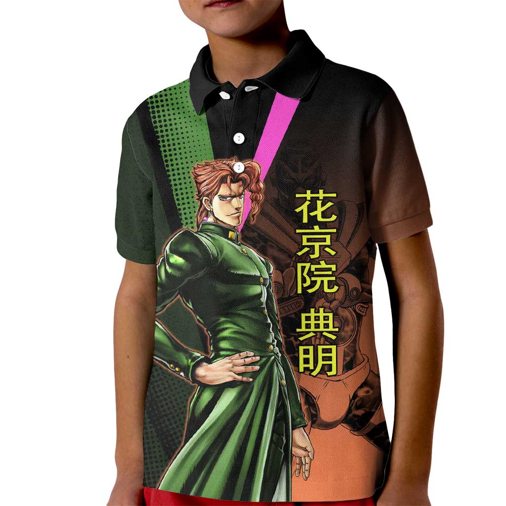 Noriaki Kakyoin JoJo’s Bizarre Adventure Kid Polo Shirt with Hierophant Green Stand - The Mazicc