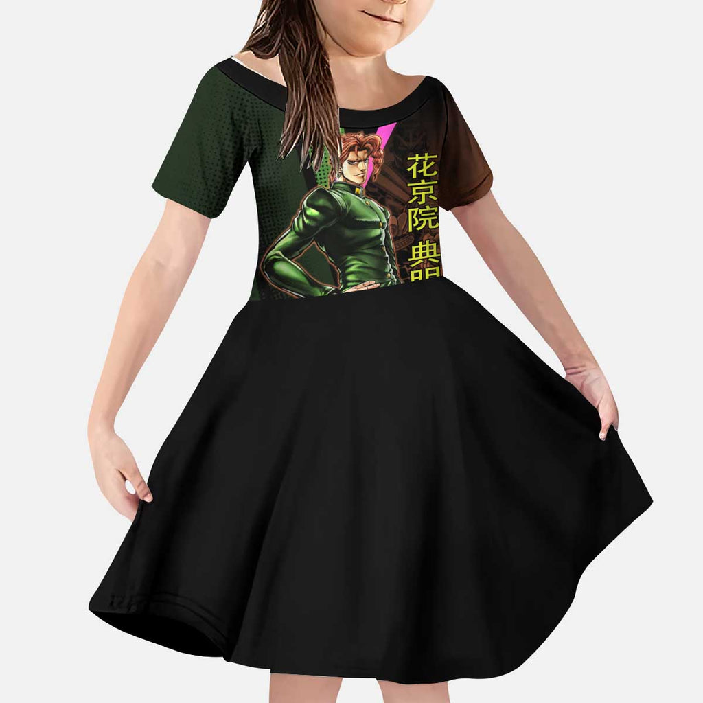 Noriaki Kakyoin JoJo’s Bizarre Adventure Kid Short Sleeve Dress with Hierophant Green Stand - The Mazicc