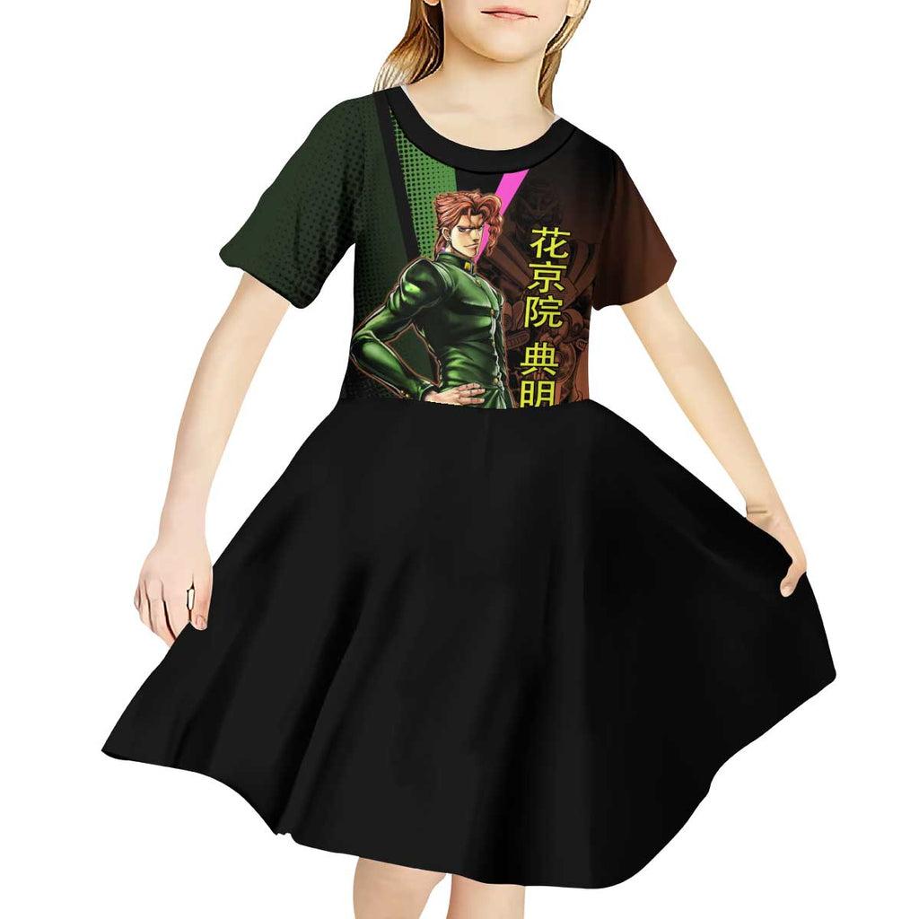 Noriaki Kakyoin JoJo’s Bizarre Adventure Kid Short Sleeve Dress with Hierophant Green Stand - The Mazicc