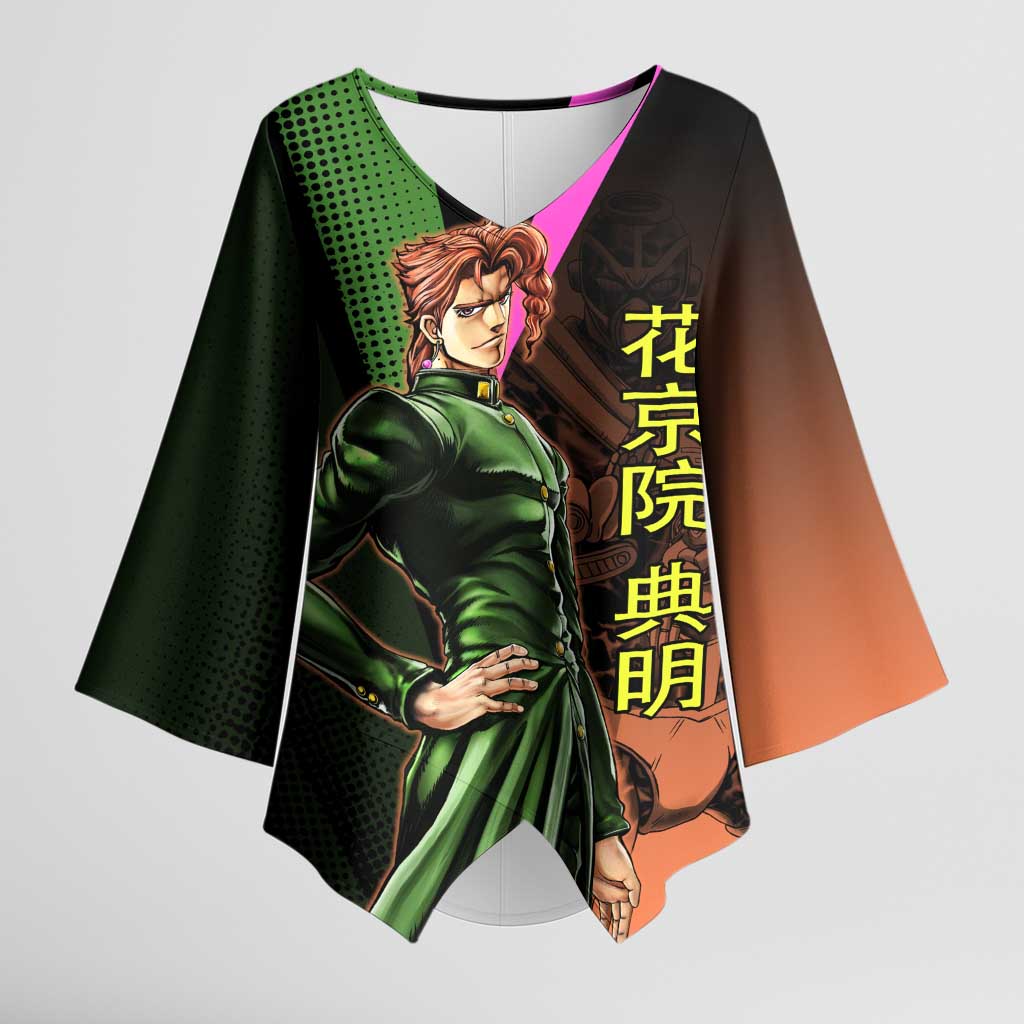 Noriaki Kakyoin JoJo’s Bizarre Adventure Kimono Sleeve Blouse with Hierophant Green Stand - The Mazicc