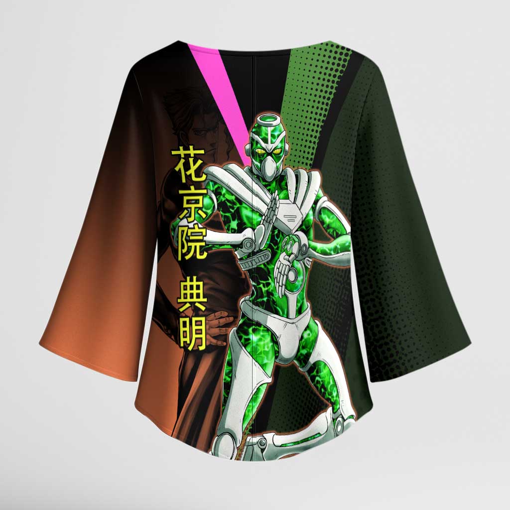 Noriaki Kakyoin JoJo’s Bizarre Adventure Kimono Sleeve Blouse with Hierophant Green Stand - The Mazicc