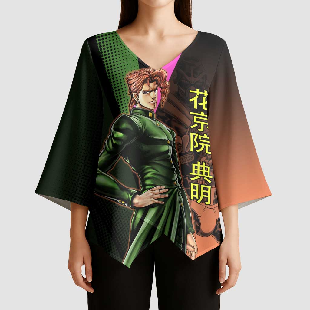 Noriaki Kakyoin JoJo’s Bizarre Adventure Kimono Sleeve Blouse with Hierophant Green Stand - The Mazicc