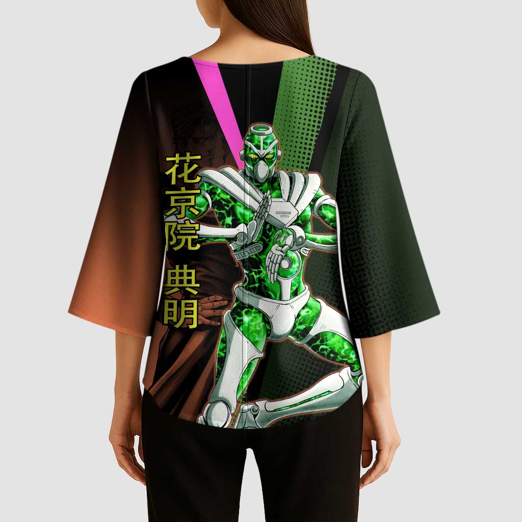 Noriaki Kakyoin JoJo’s Bizarre Adventure Kimono Sleeve Blouse with Hierophant Green Stand - The Mazicc