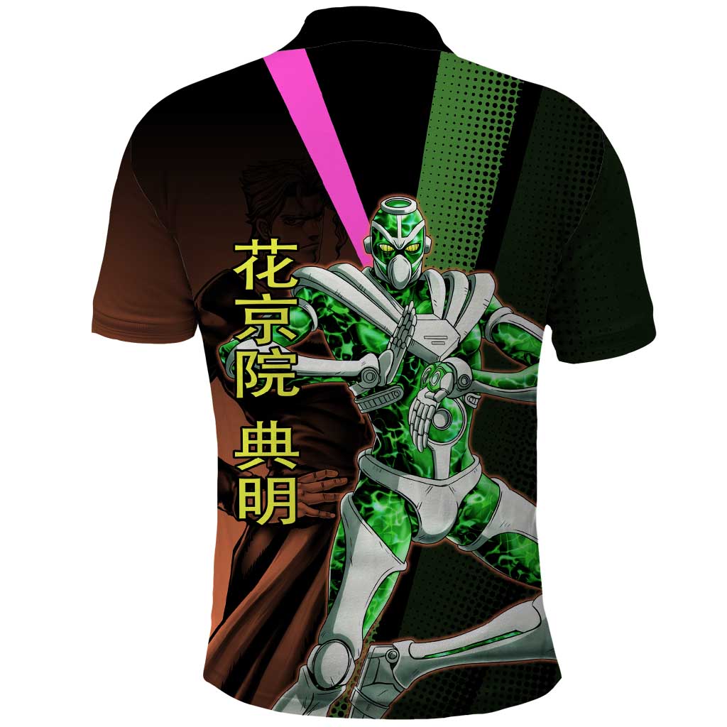 Noriaki Kakyoin JoJo’s Bizarre Adventure Polo Shirt with Hierophant Green Stand - The Mazicc