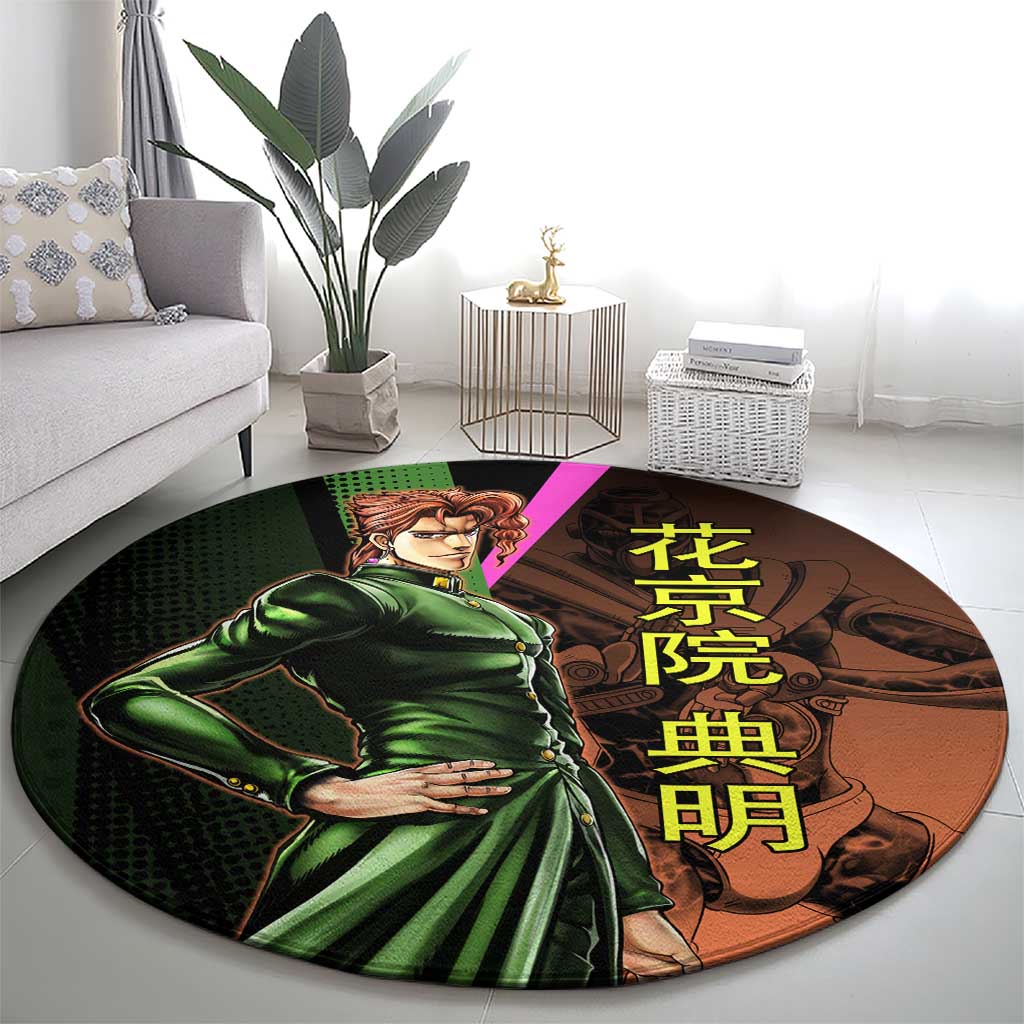 Noriaki Kakyoin JoJo’s Bizarre Adventure Round Carpet with Hierophant Green Stand - The Mazicc