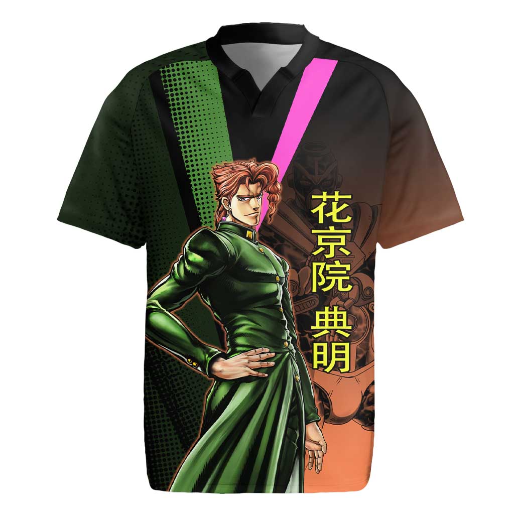 Noriaki Kakyoin JoJo’s Bizarre Adventure Rugby Jersey with Hierophant Green Stand - The Mazicc