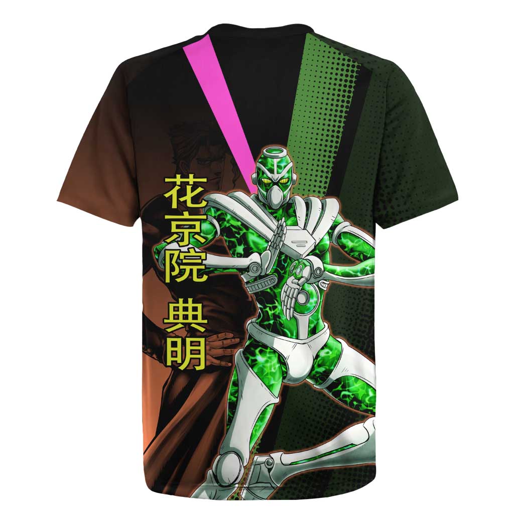 Noriaki Kakyoin JoJo’s Bizarre Adventure Rugby Jersey with Hierophant Green Stand - The Mazicc