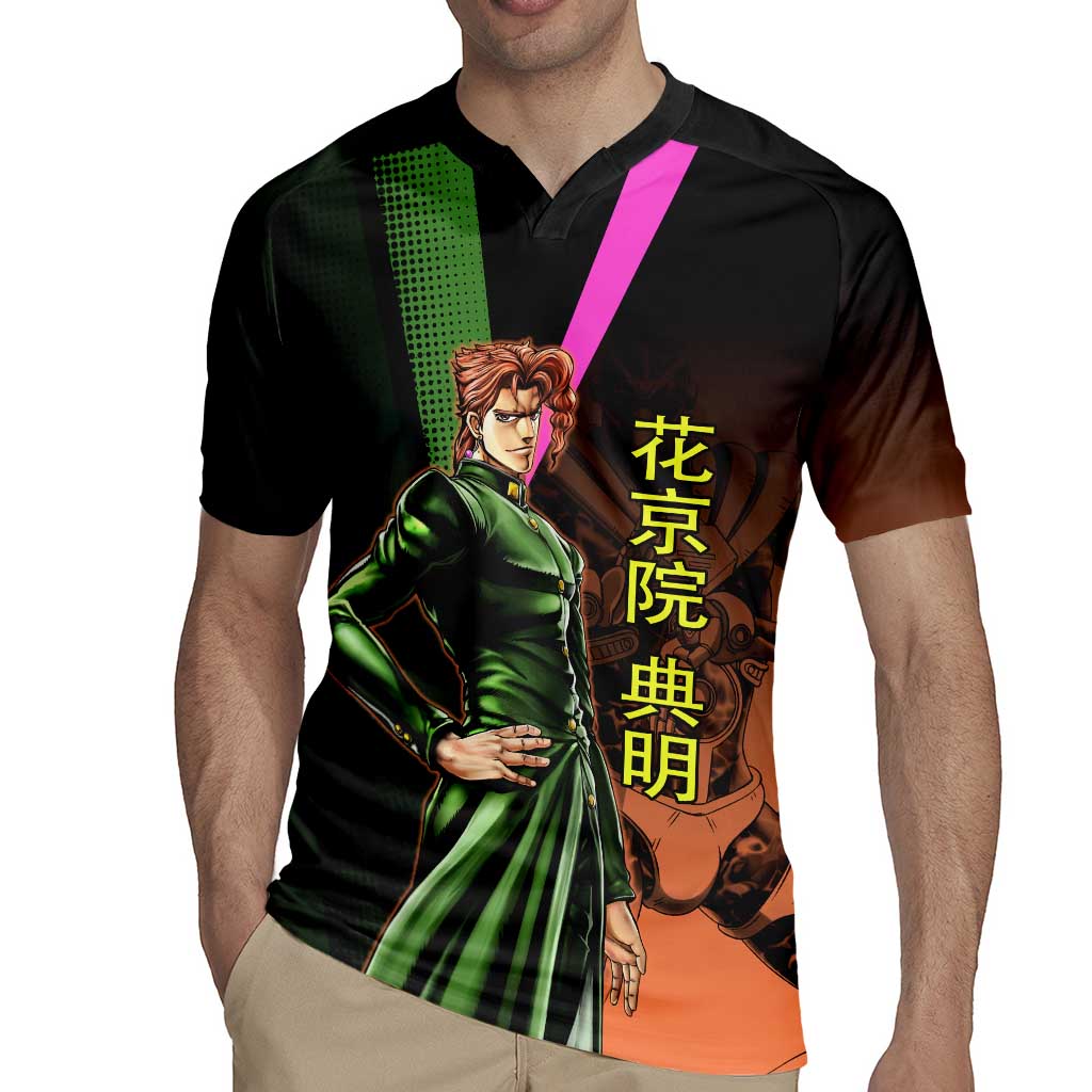 Noriaki Kakyoin JoJo’s Bizarre Adventure Rugby Jersey with Hierophant Green Stand - The Mazicc