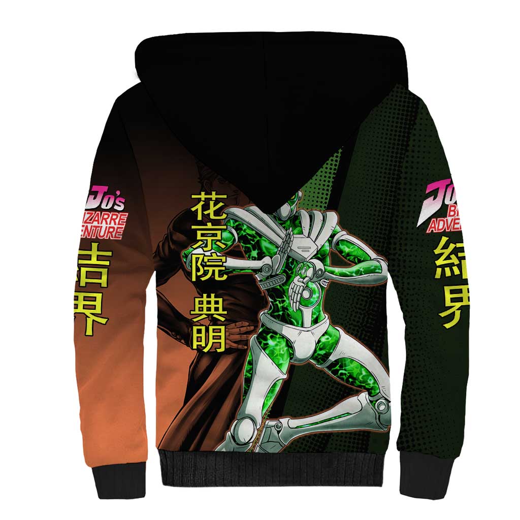 Noriaki Kakyoin JoJo’s Bizarre Adventure Sherpa Hoodie with Hierophant Green Stand - The Mazicc